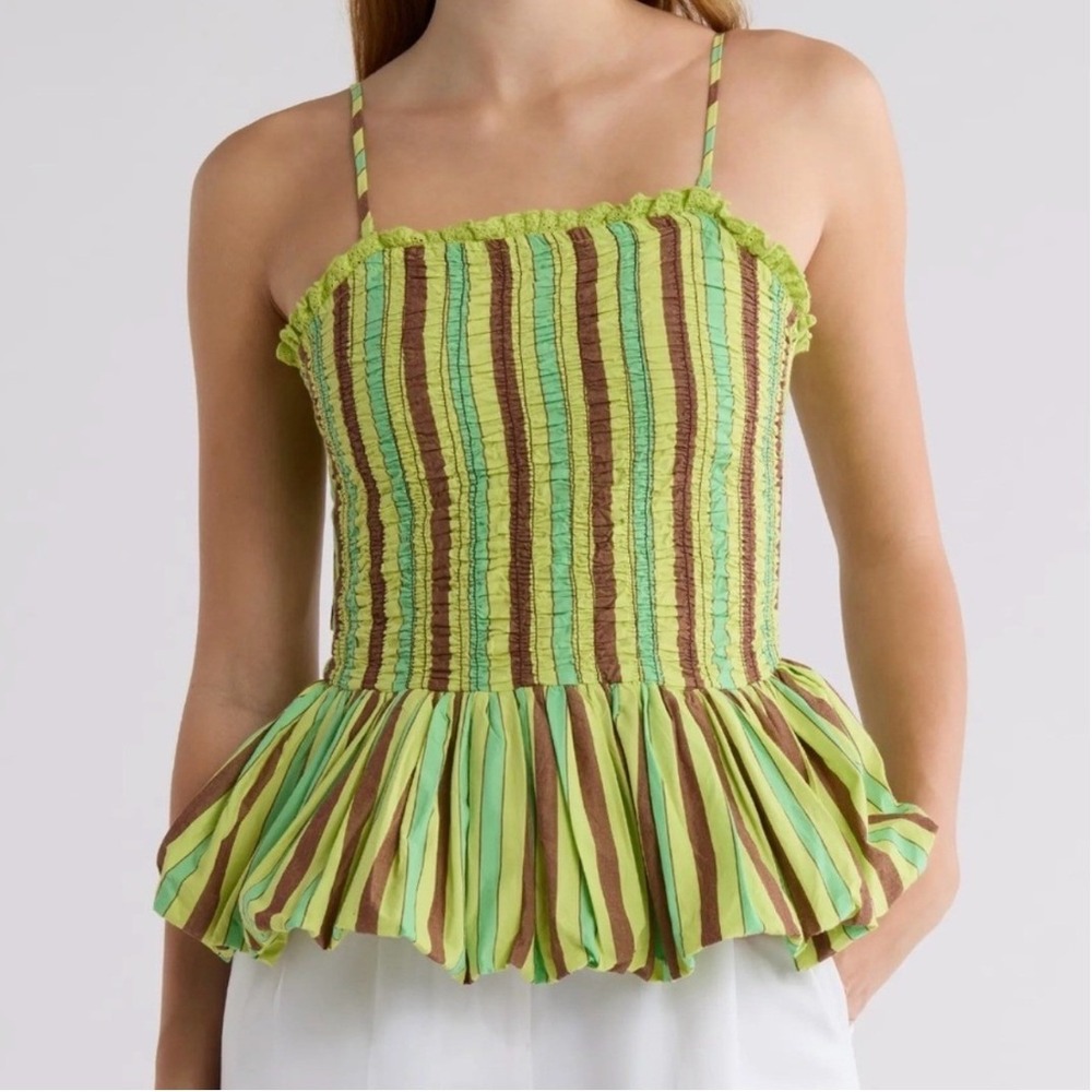 Damson Madder NWT Bethan Bubble Cami Lime Tropical Stripe Size UK 14 US 10